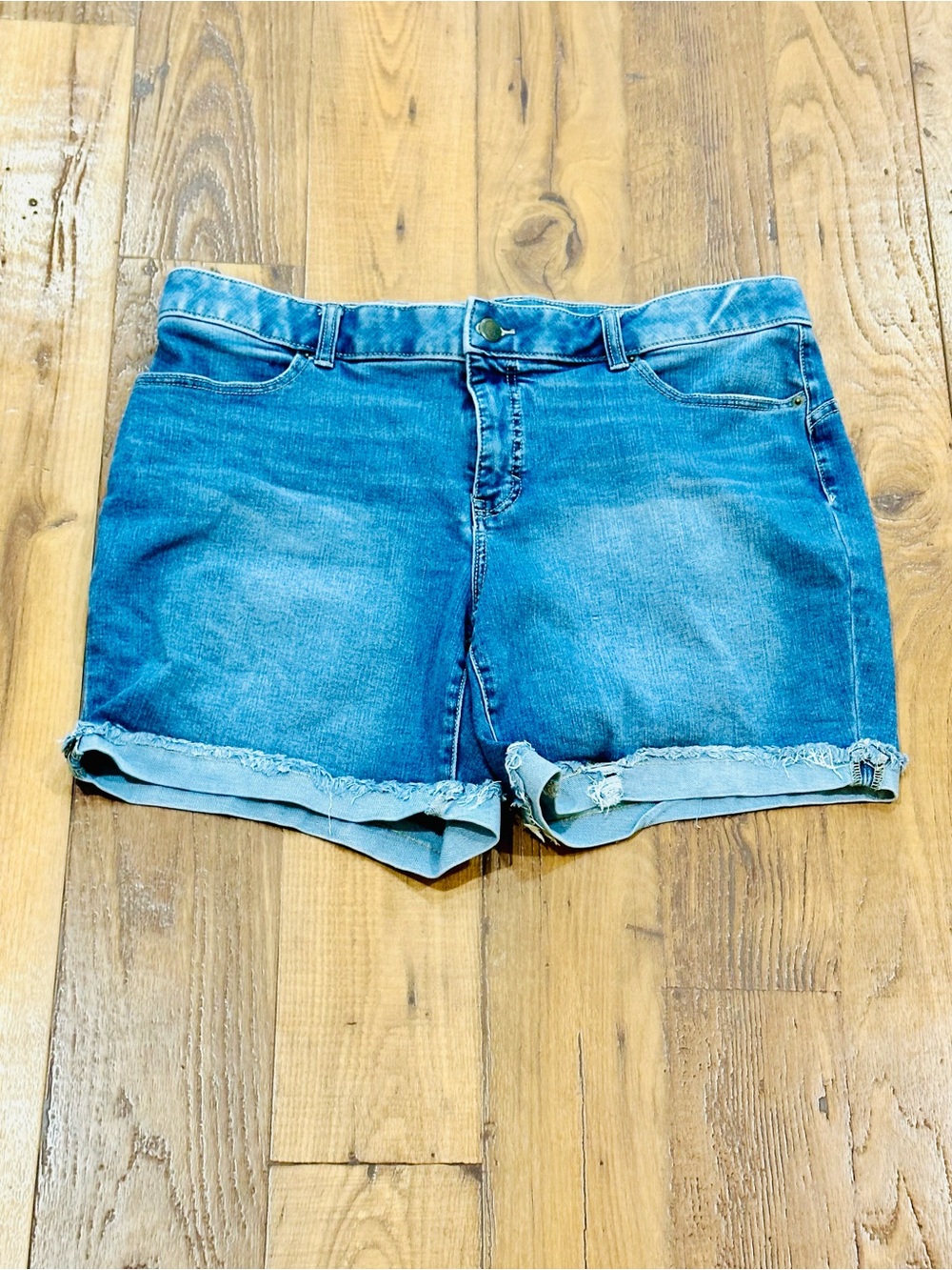 Terra & Sky Medium Blue Cuffed Denim Shorts